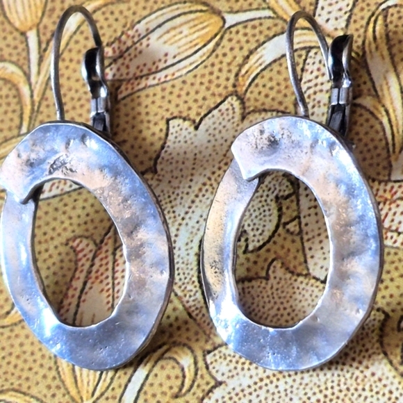 925 Modernist Sterling Silver Hoop Earrings - Picture 4 of 7